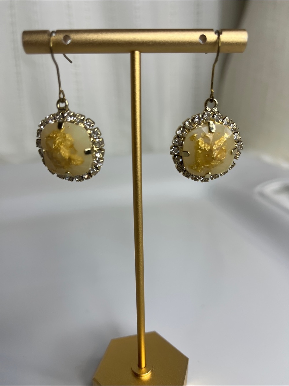 Yellow Crystal-Trim Drop Earrings — Gold-Tone Accent
